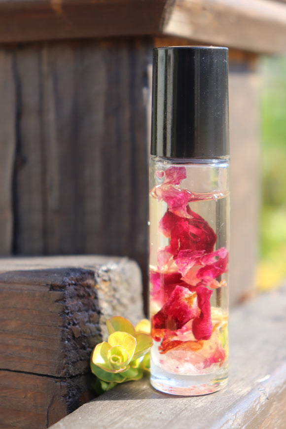 Rose Roll-On Jasmine Infused Oil with Rose Quartz & Patchouli Essence